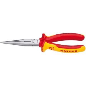 KNIPEX Heavy Duty Forged Steel 8 in. Long Nose Pliers with 61 HRC Cutting Edge and 1,000 Volt Insulation 26 18 200 SBA