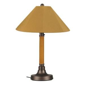 Patio Living Concepts Bahama Weave 34 in. Outdoor Mocha Cream Table Lamp with Brass Shade 42154.0