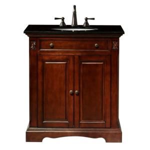 Home Decorators Collection Marseille 31 in. W x 22 in. D Vanity in Chestnut With Black Granite Top DISCONTINUED 0570000820