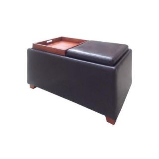 Home Decorators Collection Brexley Double Storage Leather Ottoman with Tray in Espresso SF 1301002