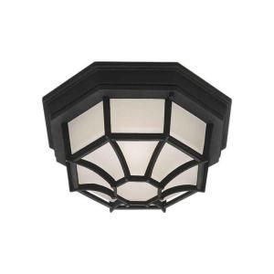 Illumine 1 Light Outdoor Black Flush Mount with Satin White Glass Shade CLI FRT1718 01 04