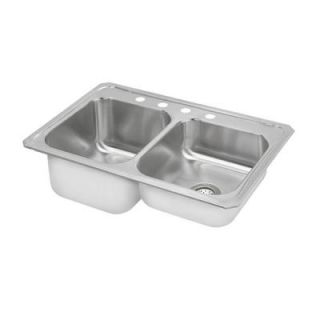 Elkay Celebrity Top Mount Stainless Steel 33x22x10 3 Hole Double Bowl Kitchen Sink STCR3322L3