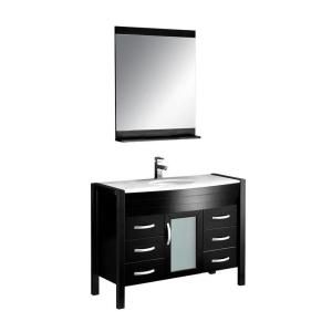Fresca Infinito 44 in. Vanity in Espresso with Glass Stone Vanity Top in White and Mirror FVN5143ES