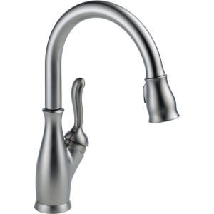 Delta Leland Single Handle Pull Down Sprayer Kitchen Faucet in Arctic Stainless Featuring MagnaTite Docking 9178 AR DST