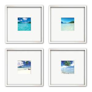 PTM Images 13 in. x 13 in. Blue Frontier Matted Framed Wall Art (4 Piece) 1 10264