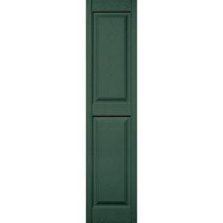 Builders Edge 15 in. x 63 in. Raised Panel Shutters Pair in #028 Forest Green 030140063028