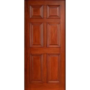 Main Door Solid Mahogany Type Prefinished Cherry 6 Panel Entry Door Slab SH 600 CH