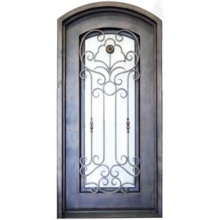 Trento 38 in. x 81 in. Copper Prehung Right Hand Inswing Wrought Iron Single Arch Top Entry Door TR124 1