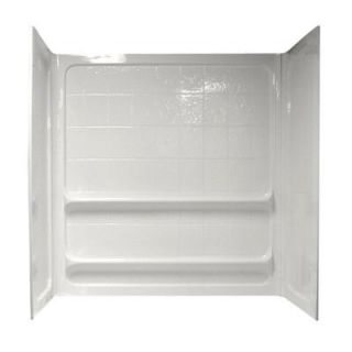 American Standard Acrylux 60 in. x 30 in. x 60 in. Three Piece Direct to Stud Tile Tub Wall in White 6030Y1BWT.020