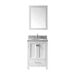 Virtu USA Caroline Avenue 24 in. Single Vanity in White with Marble Vanity Top in White and Mirror GS 50024 WMRO WH