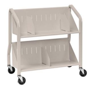 Buddy Products Sloped Silver 2 Shelf Book Cart with Dividers 5413 3