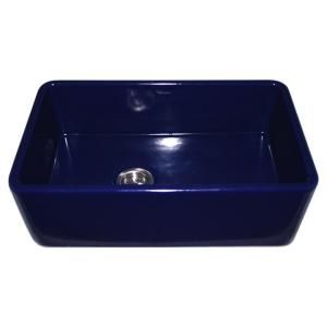 Whitehaus Front Apron Fireclay 30x18x10 0 Hole Single Bowl Kitchen Sink in Sapphire Blue WH3018 SBLU