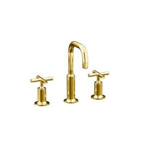 KOHLER Purist 8 in. Widespread 2 Handle Mid Arc Bathroom Faucet in Vibrant Modern Polished Gold K 14406 3 PGD
