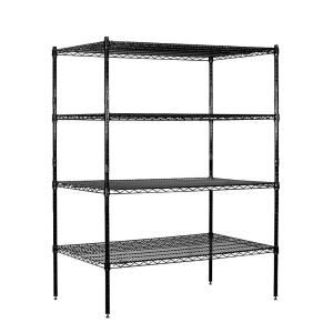 Salsbury Industries 9500S Series 48 in. W x 63 in. H x 24 in. D Galvanized Wire Stationary Wire Shelving in Black 9544S BLK