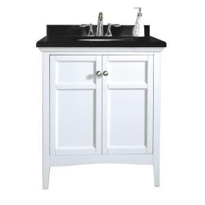 Ove Decors Campo 30 in. Vanity in White Lacquer with Granite Vanity Top in Black Campo 30