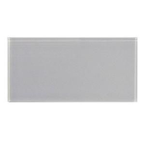 Splashback Tile Contempo Bright White Polished Glass 3 in. x 6 in. x 8 mm Floor and Wall Tile Sample L5A9