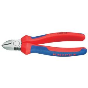 KNIPEX Heavy Duty Forged Steel 6 1/4 in. Diagonal Cutters with 62 HRC Cutting Edge and Multi Component Comfort Grip 70 02 160
