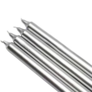 Zest Candle 10 in. Metallic Silver Straight Taper Candles (Set of 12) CEZ 104