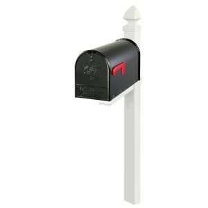 Gibraltar Mailboxes Easton Large Black Elite Steel Mailbox and White Deluxe Plastic Post with Cross Arm Combo HCEBPP5W