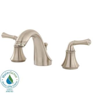 KOHLER Forte 8 in. Widespread 2 Handle Low Arc Bathroom Faucet in Vibrant Brushed Nickel with Traditional Lever Handles K 10272 4A BN