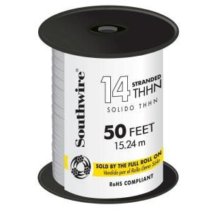 Southwire 50 ft. White 14 Stranded THHN Wire 22956717