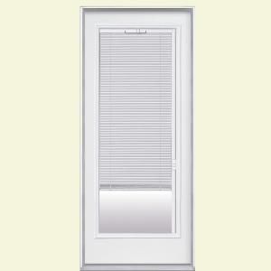 Masonite Premium Full Lite Mini Blind Primed Steel Entry Door with Brickmold 31339