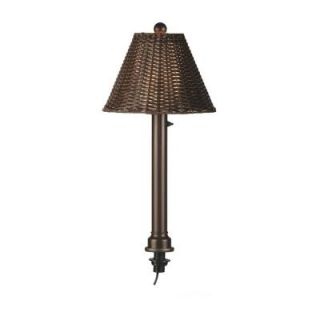 Patio Living Concepts Tahiti 12 in. Outdoor Bronze Umbrella Table Lamp with Walnut Wicker Shade 12777