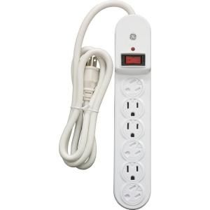 GE 6 Outlet Surge Protector 2.5 ft. Cord  White 14739