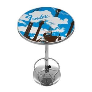 Trademark Fender Guitar in The Clouds 42 in. H Pub Table in Chrome FNDR2000 CLOUD