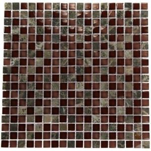 Splashback Tile Whiskey Blend 12 in. x 12 in. x 8 mm Marble And Glass Mosaic Floor and Wall Tile WHISKEY