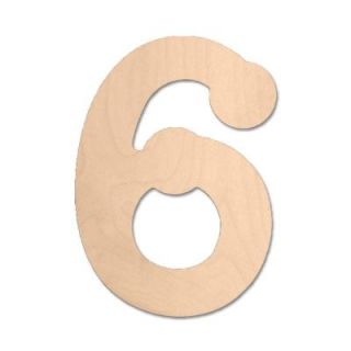 Design Craft MIllworks 8 in. Baltic Birch Bubble Wood Number (6) 47068