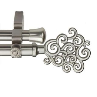 Rod Desyne 28 in.   48 in. Satin Nickel Double Telescoping Curtain Rod with Tidal Finial 4771 285