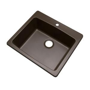 Mont Blanc Northbrook Drop in Composite Granite 25x22x9 1 Hole Single Bowl Kitchen Sink in Mocha 30192Q