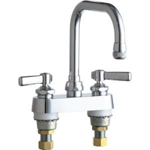 Chicago Faucets 2 Handle Kitchen Faucet in Chrome with 6 1/4 in. Rigid/Swing Double bend Spout 526 ABCP