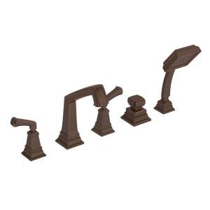 Symmons Oxford 2 Handle Deck Mount Roman Tub Faucet with Hand Shower in Oil Rubbed Bronze (Valve not included) SRT 4272 ORB