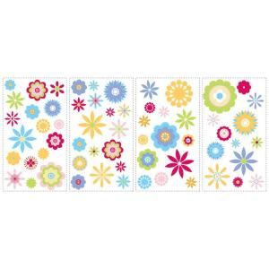 18 in. x 40 in. Graphic Flowers 61 Piece Peel and Stick Wall Decals RMK1170SCS