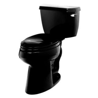 KOHLER Wellworth Classic 2 piece 1.6 GPF Pressure Lite Elongated Toilet in Black Black K 3505 7