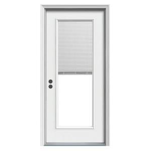 Premium 1 Lite Fiberglass Door with Tilt and Raise Mini Blinds and Brickmold I09775