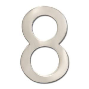 Architectural Mailboxes Solid Cast Brass 5 in. Satin Nickel Floating House Number 8 3585SN 8