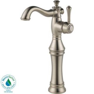 Delta Cassidy Single Hole 1 Handle High Arc Bathroom Vessel Faucet with Riser in Stainless 797LF SS