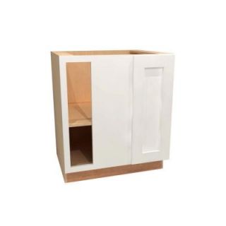 Home Decorators Collection 30x34.5x24 in. Assembled Base Blind Corner Left Cabinet with Full Height Door in Newport Pacific White BBCU39L NPW