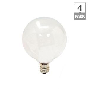 GE 25 Watt Incandescent G16.5 Globe Candelabra Base Soft White Light Bulb (4 Pack) 25GC/W/CD4 TP6