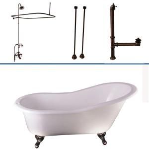 Barclay Products 5 ft. Cast Iron Slipper Tub Kit in White with Oil Rubbed Bronze Accessories TKCTSH60 ORB3