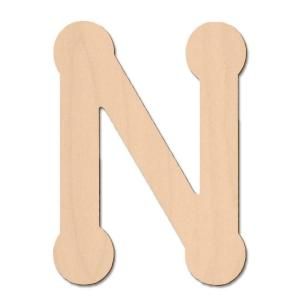 Design Craft MIllworks 8 in. Baltic Birch Bubble Wood Letter (N) 47049
