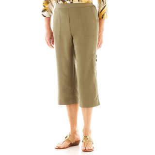 Alfred Dunner Call of the Wild Patch Pocket Capris, Olive, Womens