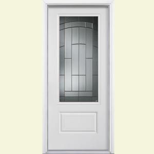 Masonite Croxley Three Quarter Rectangle Primed Smooth Fiberglass Entry Door with Brickmold 27196