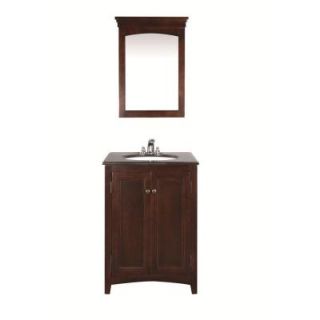 Simpli Home Yorkville 24 in. Vanity in Walnut Brown with Granite Vanity Top in Black and Undermounted Oval Sink DISCONTINUED NL YORKVILLE WN 24 2A