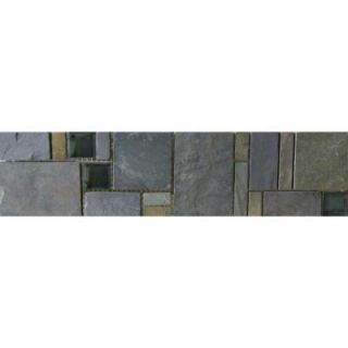 MARAZZI Natural Slate Multi Color 3 in. x 12 in. x 8mm Porcelain Mosaic Floor and Wall Tile UL9J