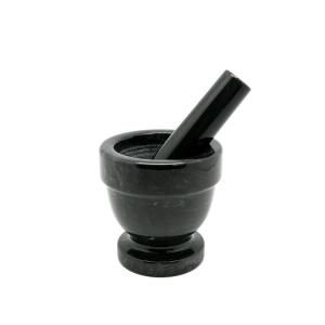 Creative Home 4 in. x 4 in. Mortar and Pestle in Black Marble 74750
