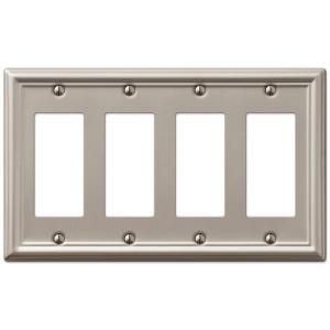 Amerelle Chelsea 4 Decorator Wall Plate   Brushed Nickel 149R4BN